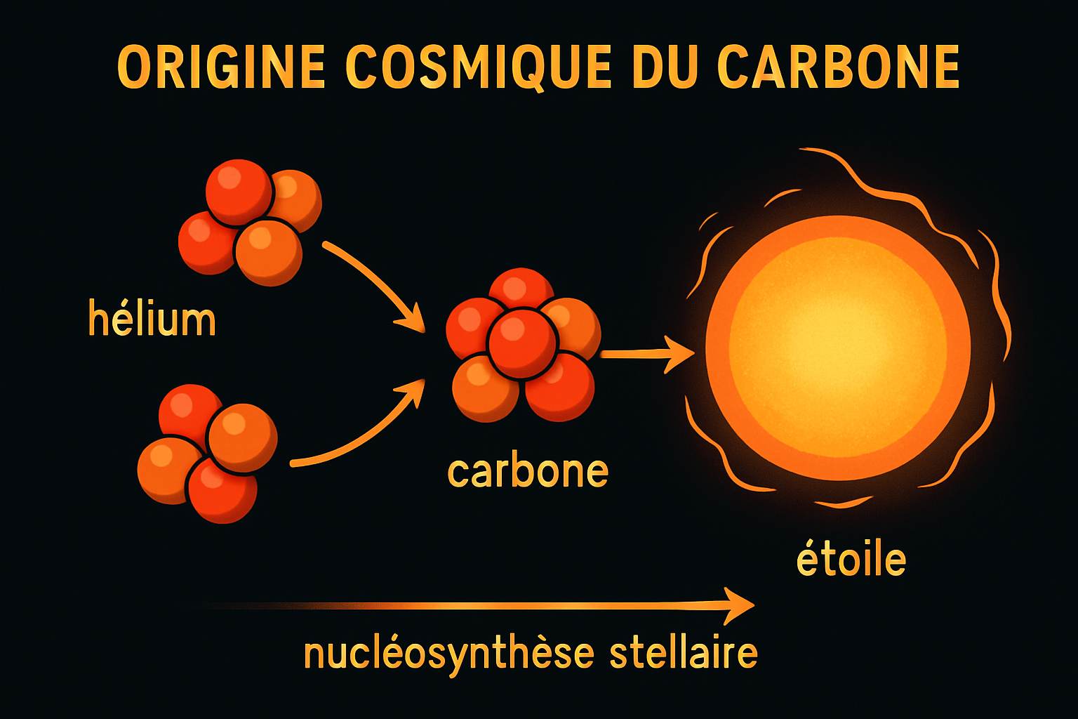Origine cosmique du carbone par nucléosynthèse stellaire